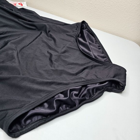 Lands End 22W Black One Piece Swimsuit Tummy Control Cap Sleeve X Back Lined Cup - Picture 6 of 9